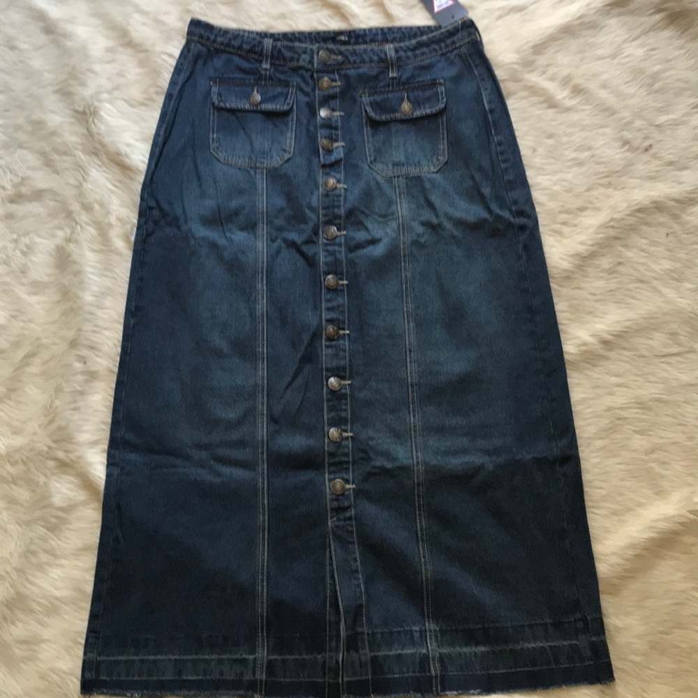 Long denim skirt
